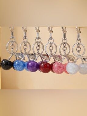 Sparkle Cherry Key/Bag Charm with Silver or Gold Hardware NWOT
